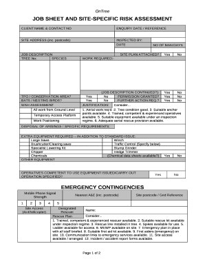 Site Specific Risk Assessment Example  Form