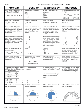 Weekly Math Review Q4 4 Answer Key  Form