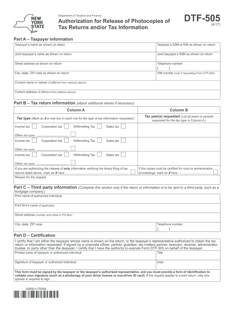  Ny State Form Dtf 505 2017