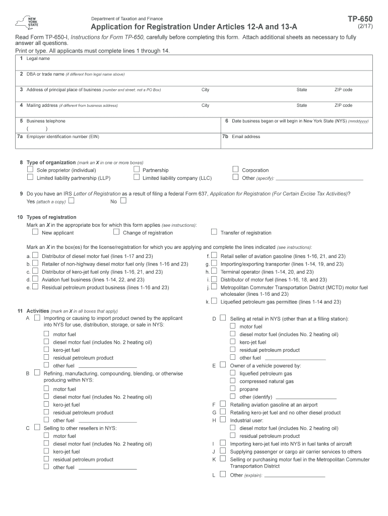  650 Form 2017