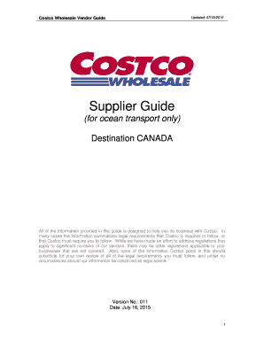 Costco Vendor Guide PDF  Form