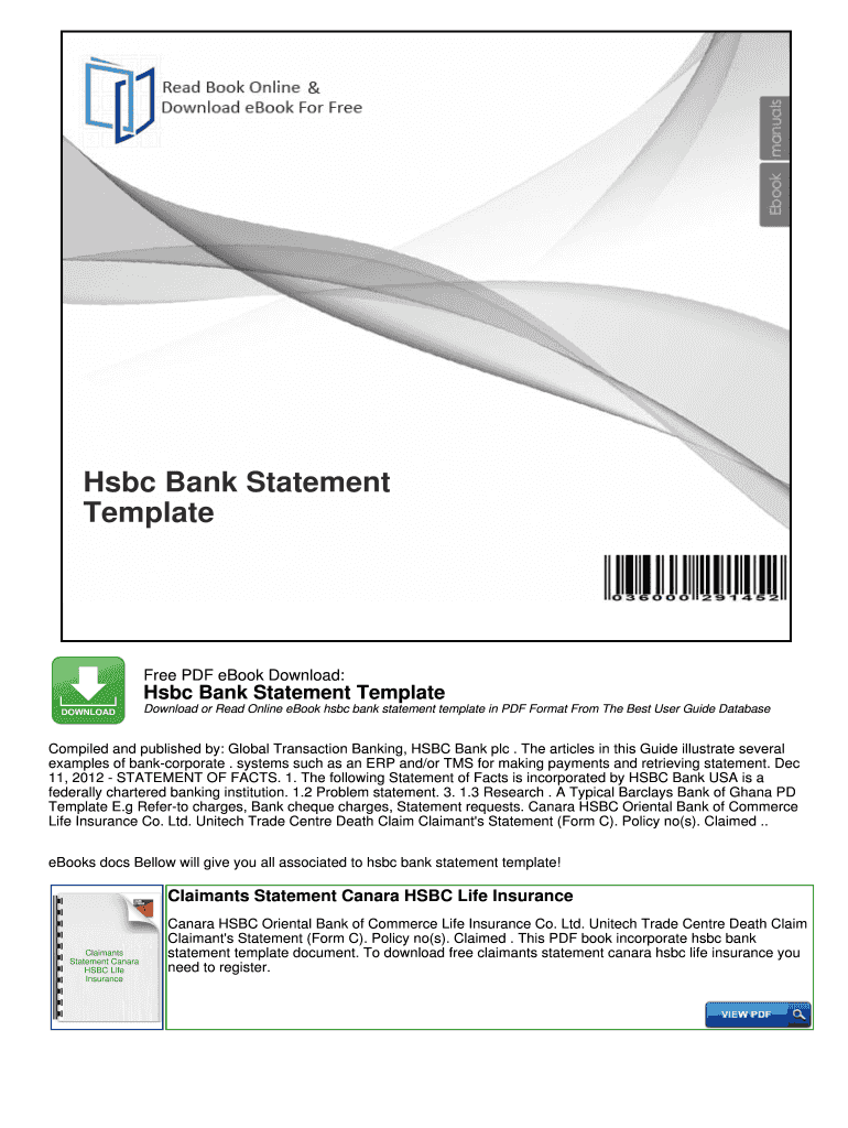 Hsbc Bank Statement  Form