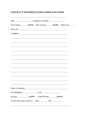 CONTRACT TRANSPORTATION COMPLAINT FORM