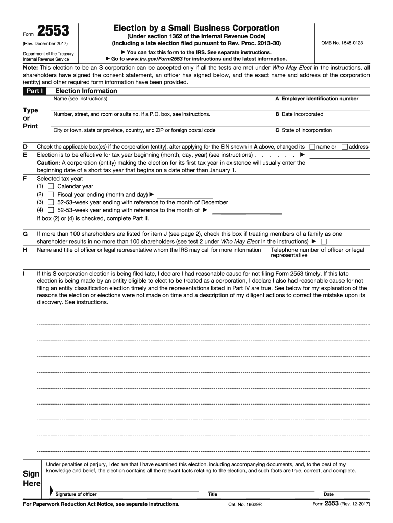  Form 2553 2017-2024