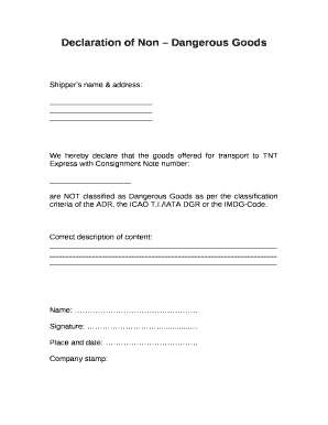 Non Dg Declaration Letter Format