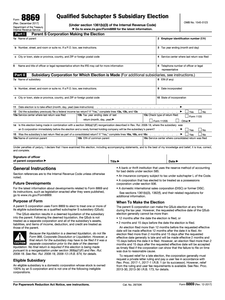  8869 Form 2017