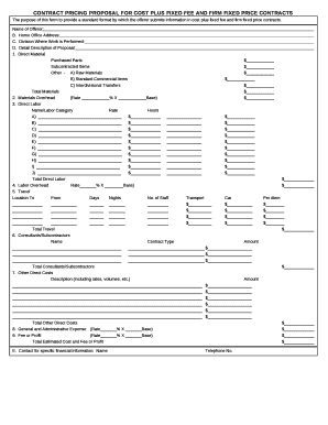 Fixed Price Proposal Template  Form
