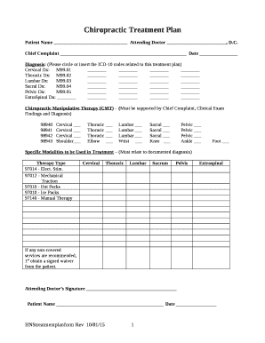 Chiropractic Care Plan Template  Form
