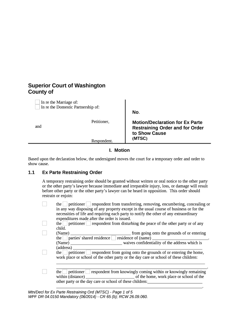  What is an Ex Parte Restraining Order 2014-2024