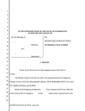 Change of Venue Motion  Form