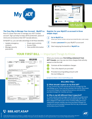 YOUR FIRST BILL ? Important Things to Know 888 ADT ASAP  Form