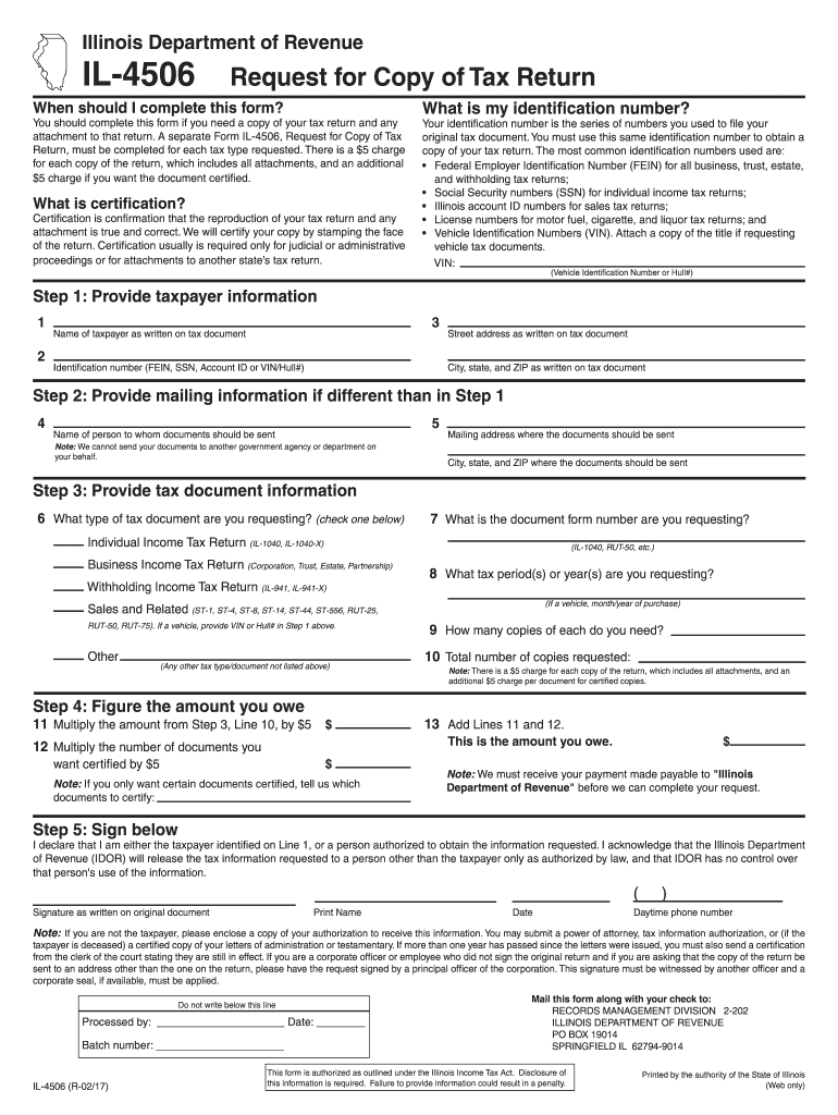  Illinois Iternal Revnue 4506 2017