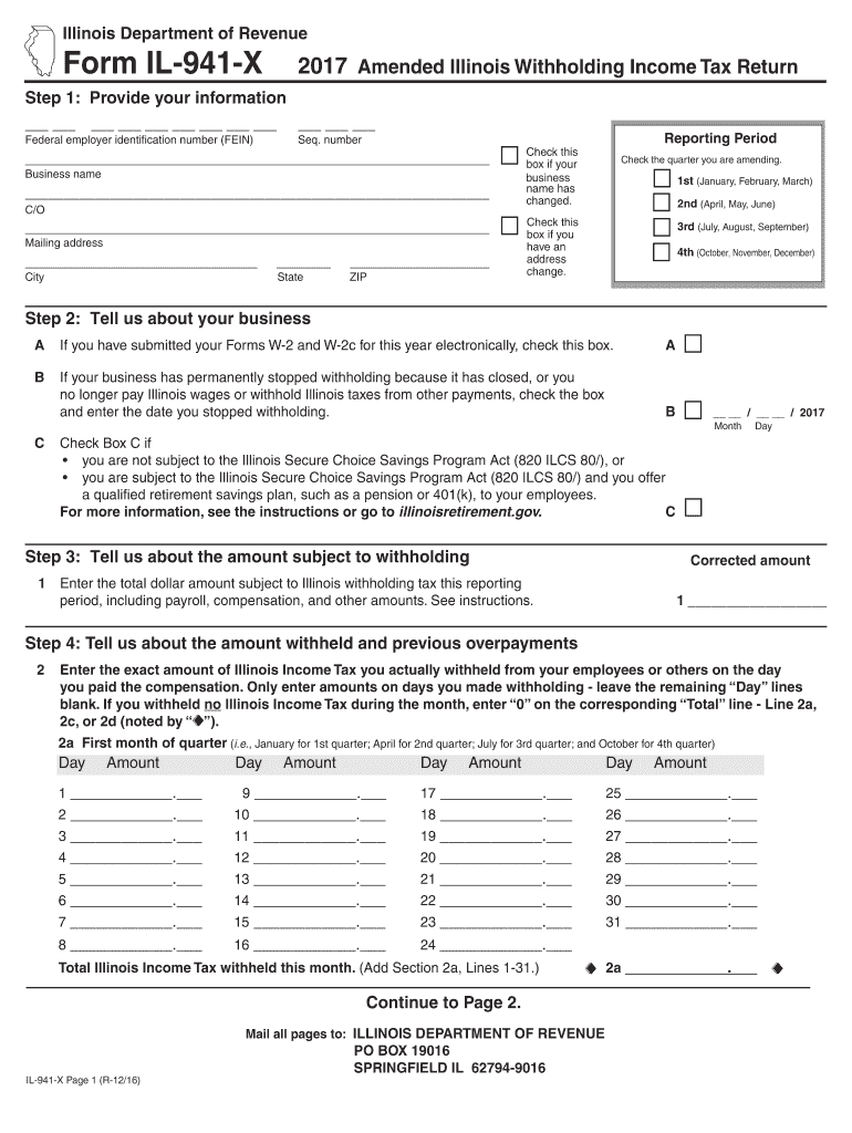IL 941 X Form Fill Out And Sign Printable PDF Template SignNow