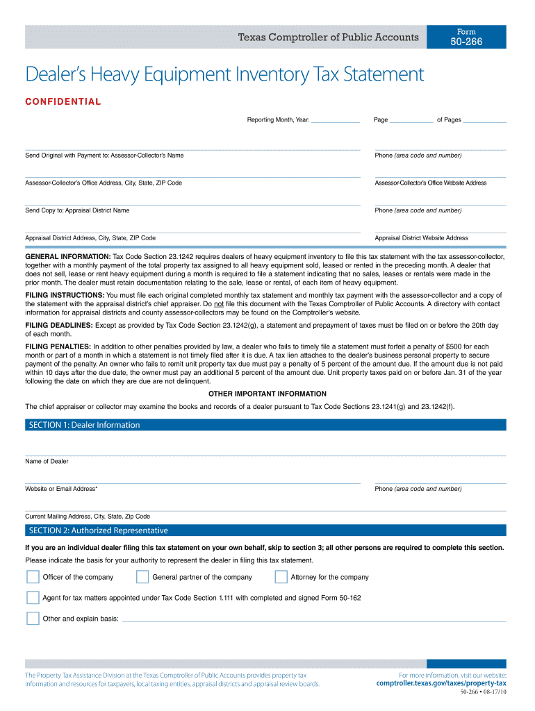  Form 50 266 Heavy Equipment Tax 2017