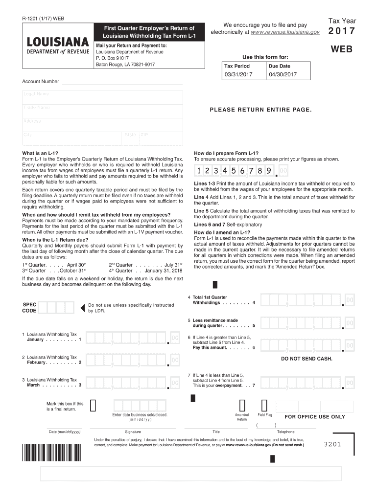  L 1 Tax  Form 2017