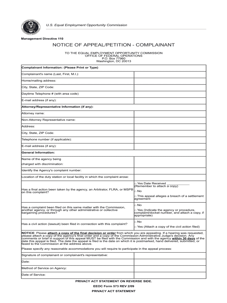 Printable Eeoc Form 573