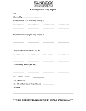 Apartment Courtesy Officer Checklist  Form