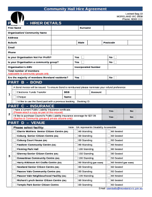 Hall Hire Agreement Template  Form
