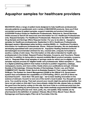 Aquaphor Samples for Healthcare Professionals  Form