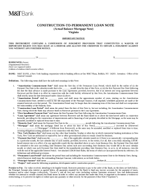 CONSTRUCTION to PERMANENT LOAN NOTE  Form