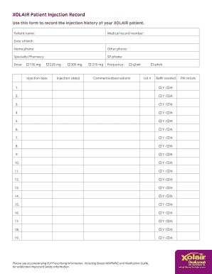 Patient Injection Record  Form
