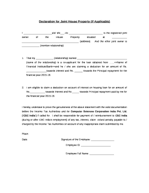 Declaration of Joint Ownership Form