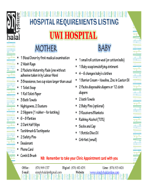 Uwi Hospital Maternity List  Form