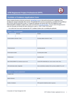 Portfolio of Evidence Template Word  Form