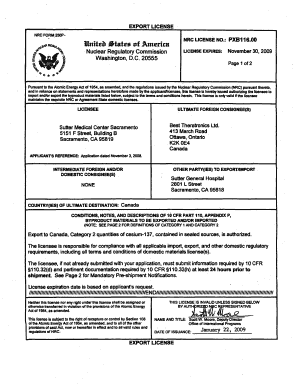 Export License Sample  Form