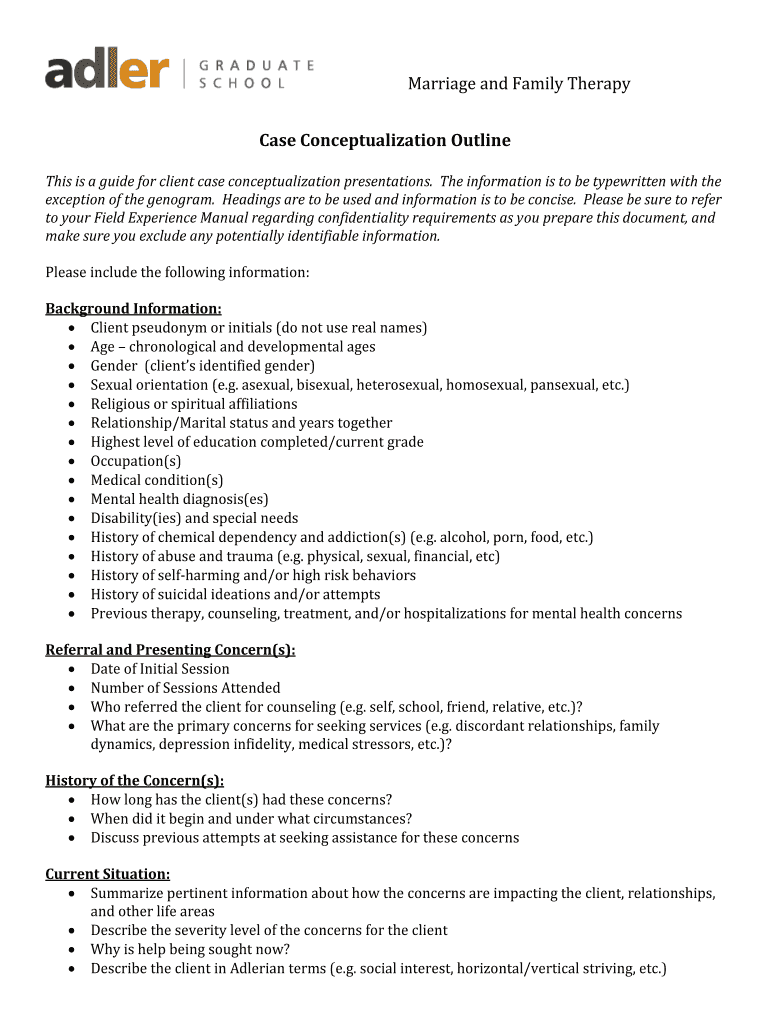 Case Conceptualization Outline  Form