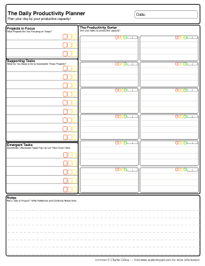 The Daily Productivity Planner  Form