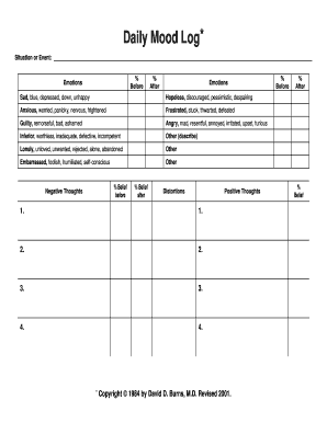 Daily Mood Log*  Form