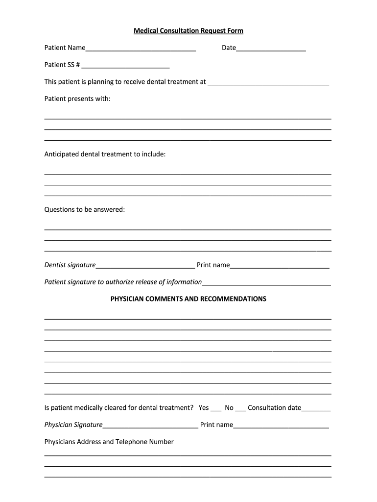 Medical Consultation Request Form Fill Out And Sign Printable PDF