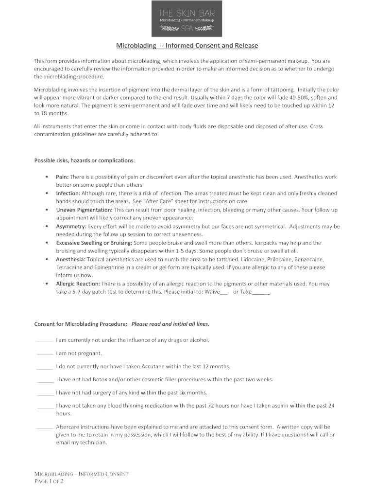 Microblading Informed Consent and Release