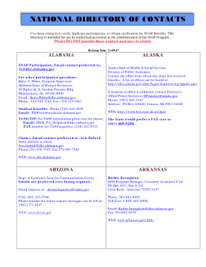 National Directory of Contacts  Form