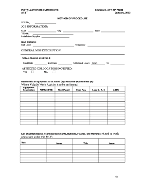 Method of Procedure Template  Form