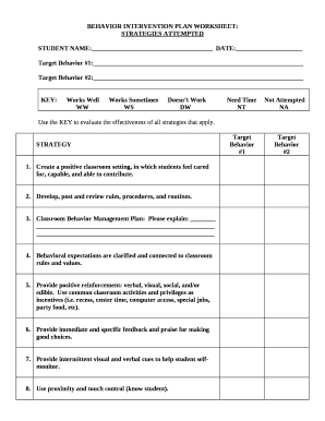 Intervention Plan Template PDF  Form