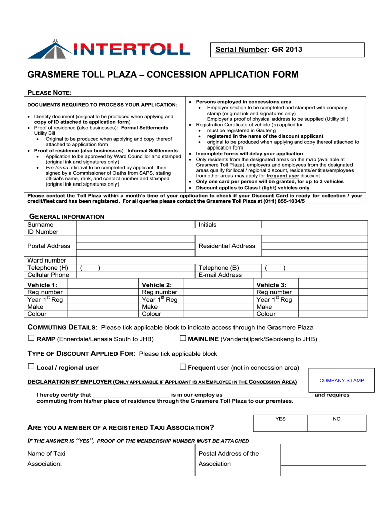 How to Apply for a Toll Gate Card  Form