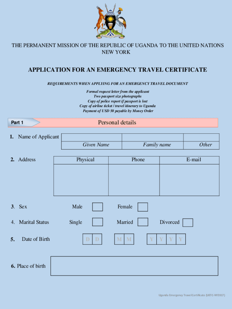 emergency travel document tanzania form