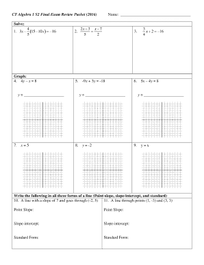 Algebra 1 Final Exam with Answers PDF  Form