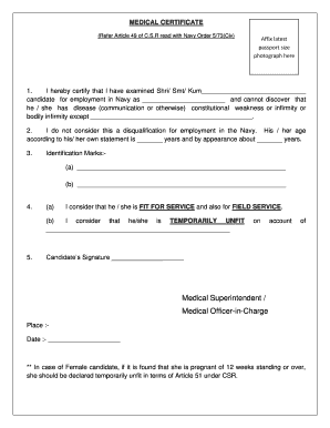 Medical Certificate under Article 49 PDF  Form