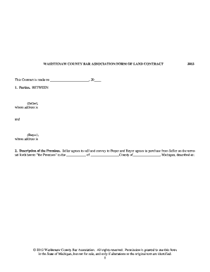 WASHTENAW COUNTY BAR ASSOCIATION FORM of LAND CONTRACT