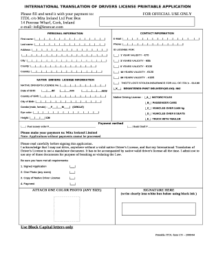 Driver License Translation Template  Form