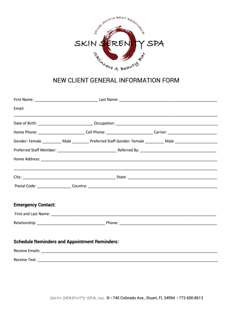 NEW CLIENT GENERAL INFORMATION FORM