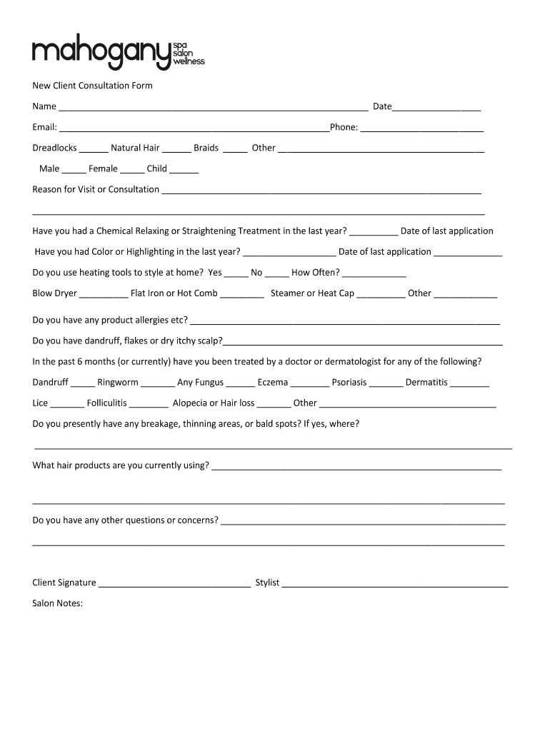 New Client Consultation Form