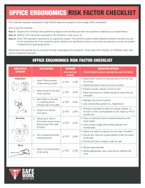 Ergonomic Office Checklist Template  Form