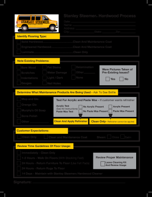 Stanley Steemer Hardwood Process  Form