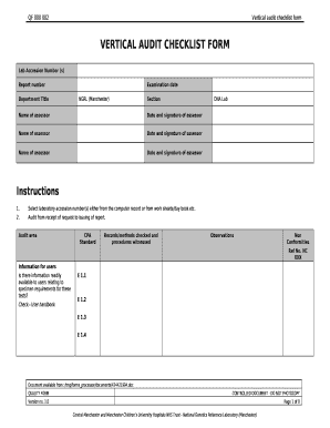 Vertical Audit Checklist  Form