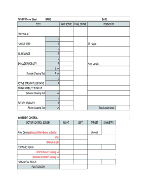 Fms Score Sheet  Form