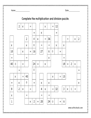 Multiplication and Division Puzzle  Form